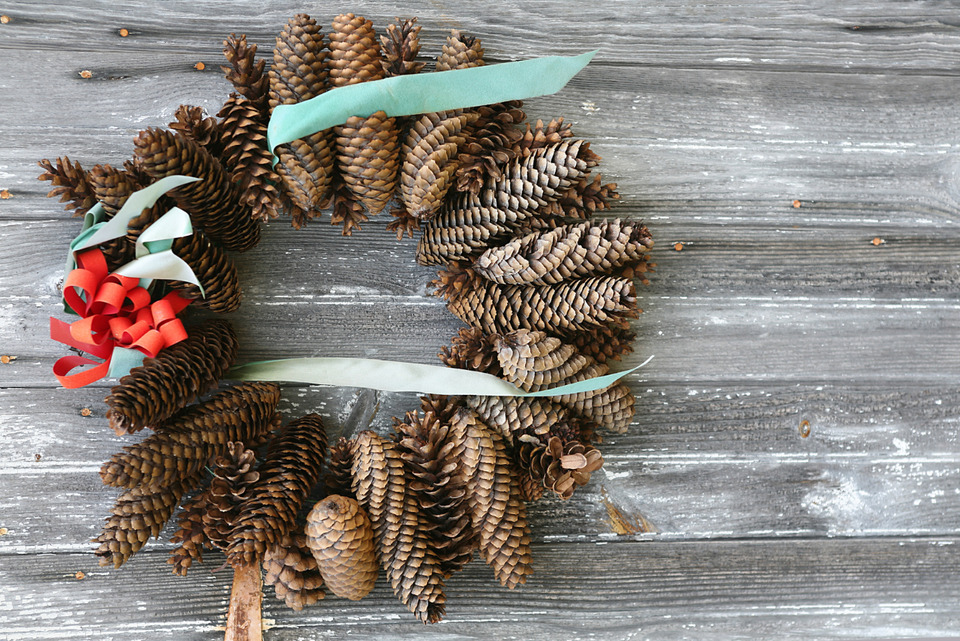 Rustic pinecone wreath.