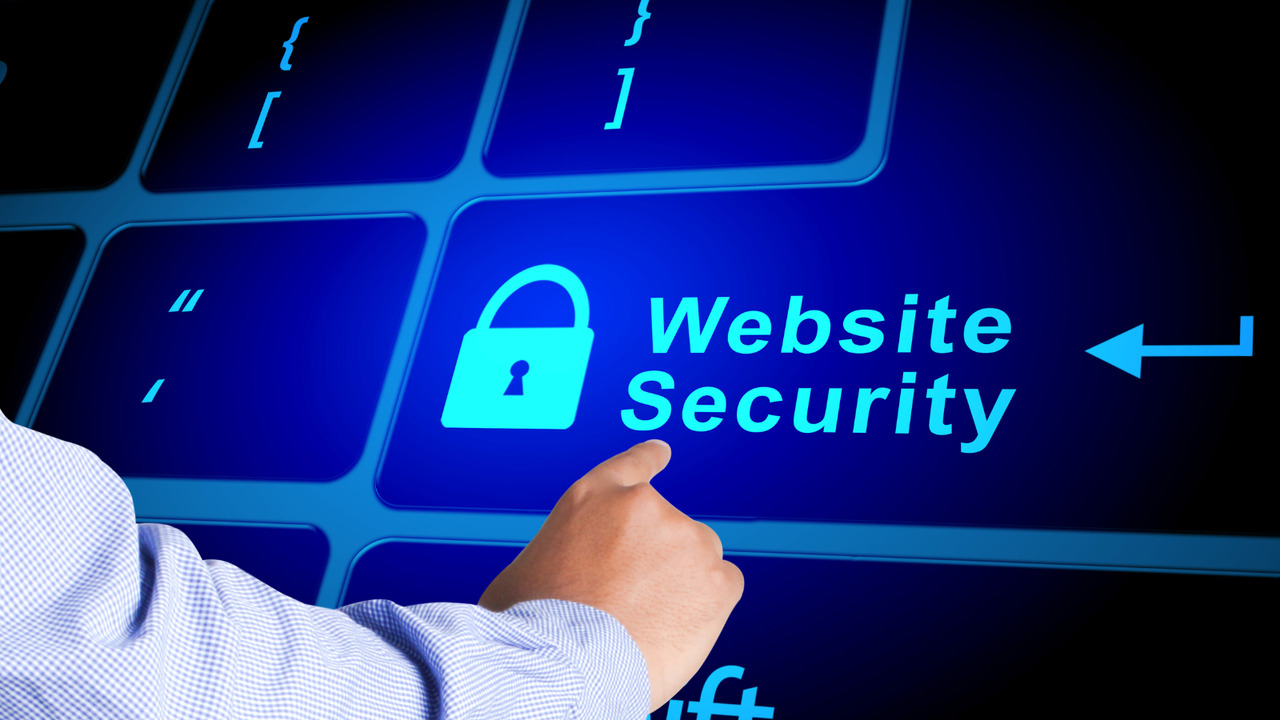 Person pressing website security key.