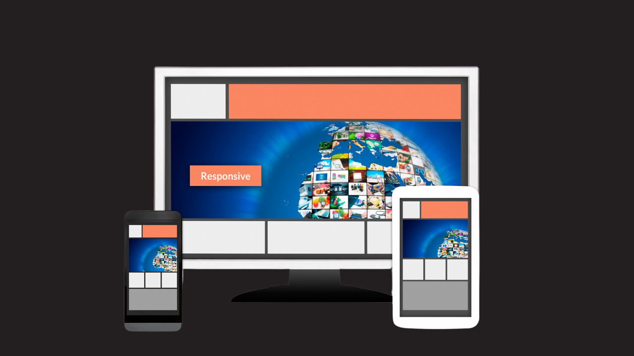 Responsive web design layout on different devices.