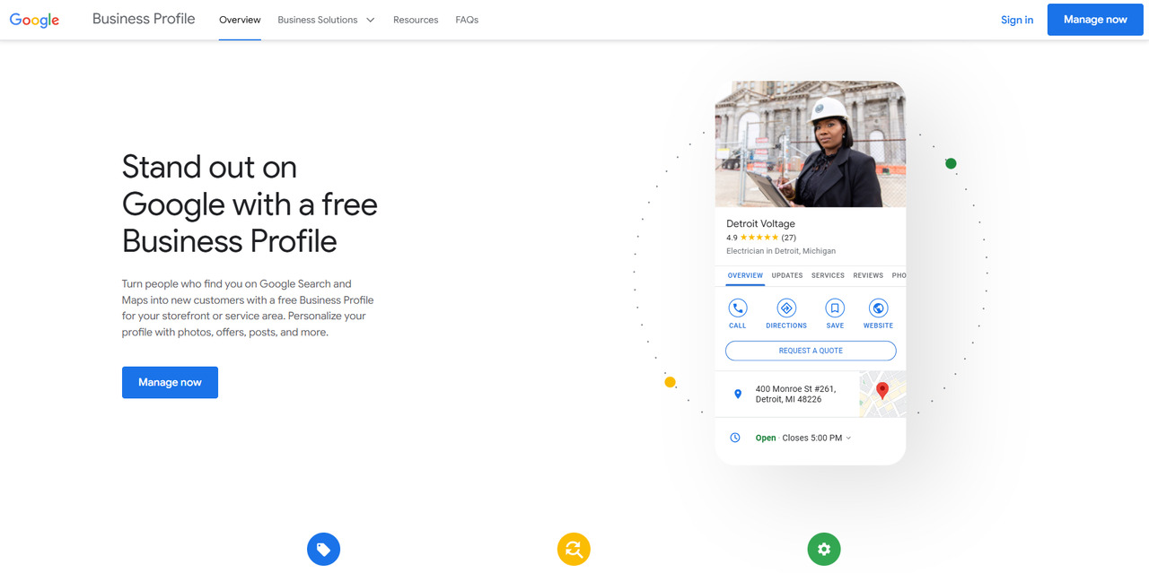 Google my business website.