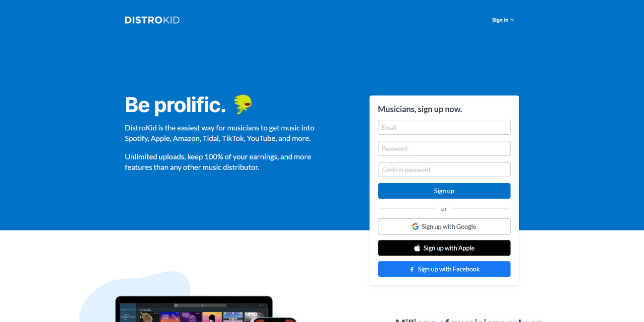DistroKid's website.