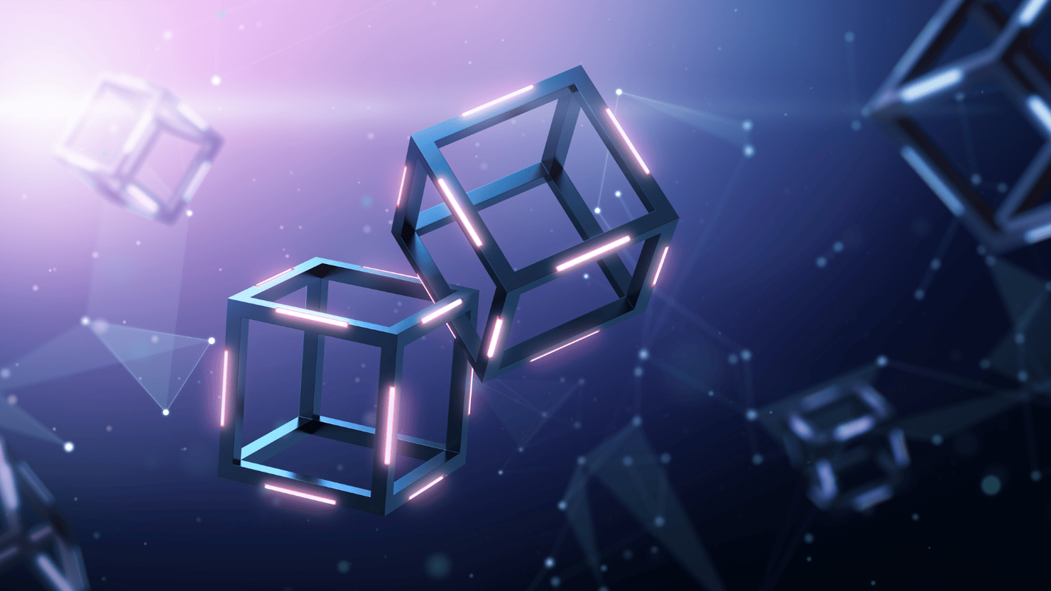 Blockchain technology with abstract background.