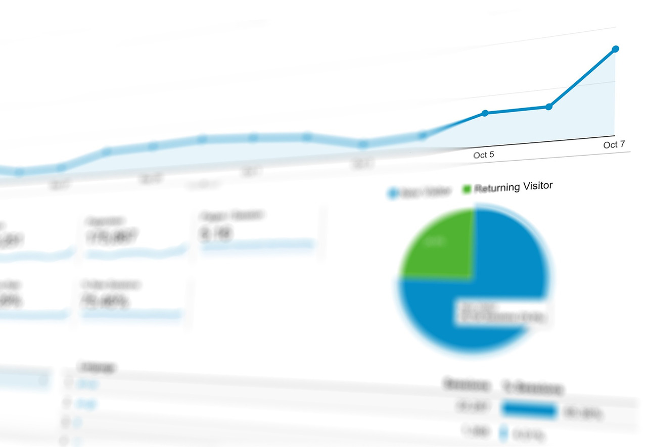 A blurred view of a business data graph alongside a pie chart.