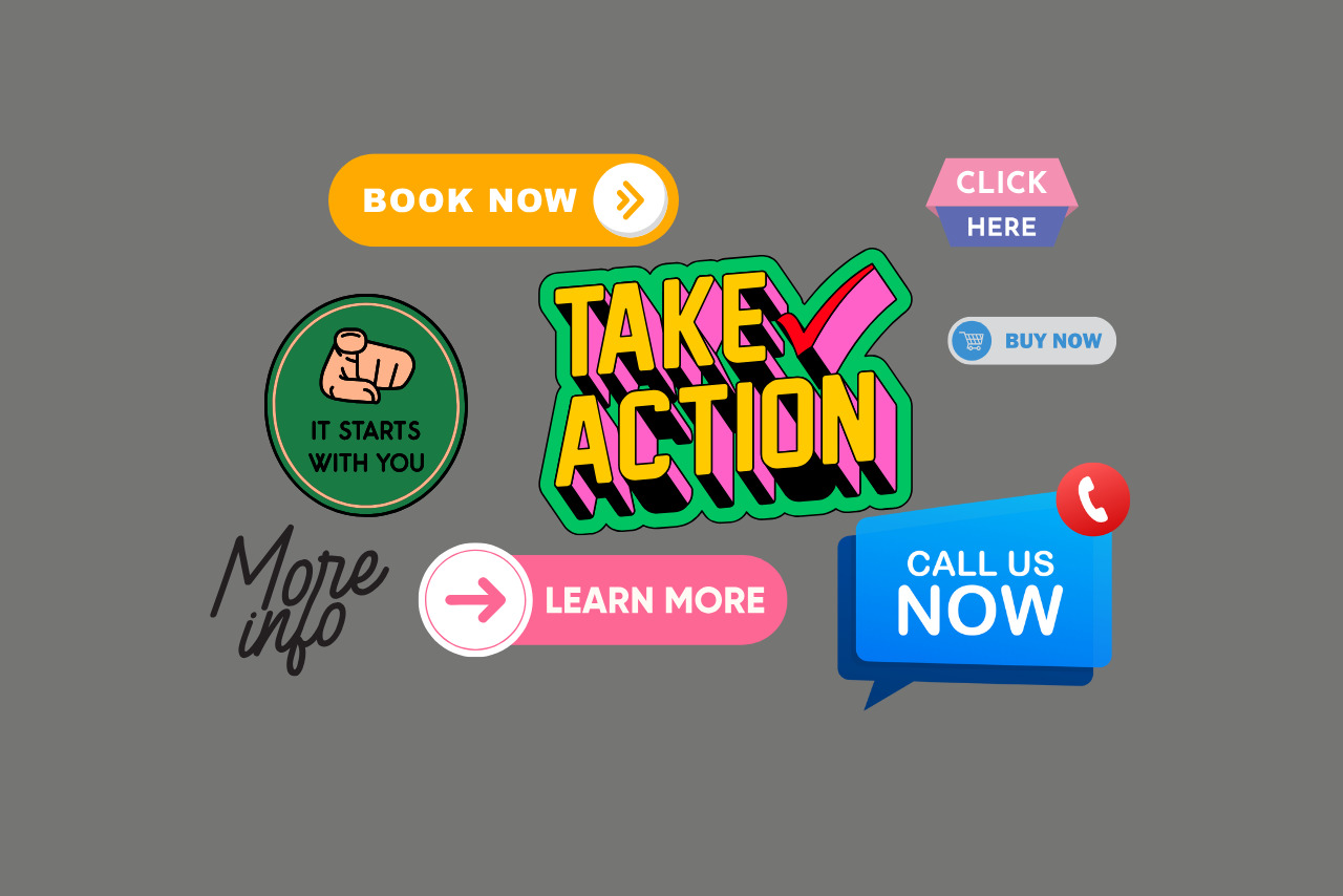 Various kinds of call to action that can be used to encourage clicks.