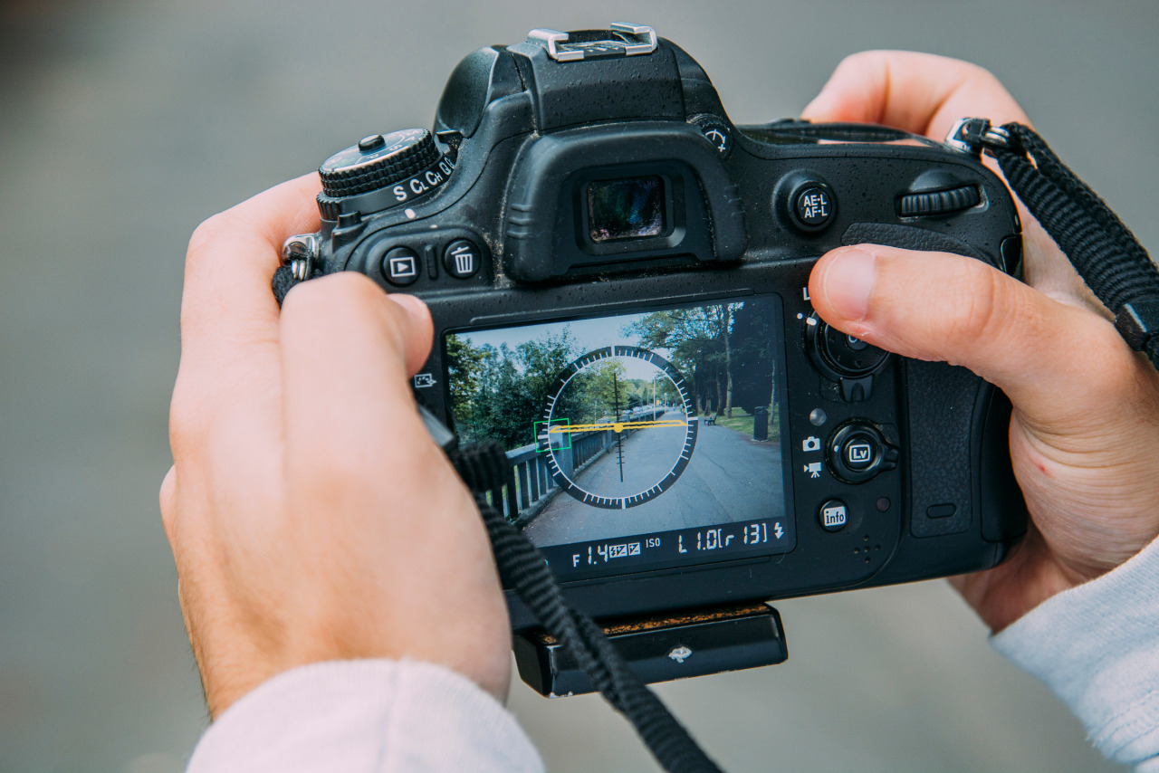 Person holding dslr camera.
