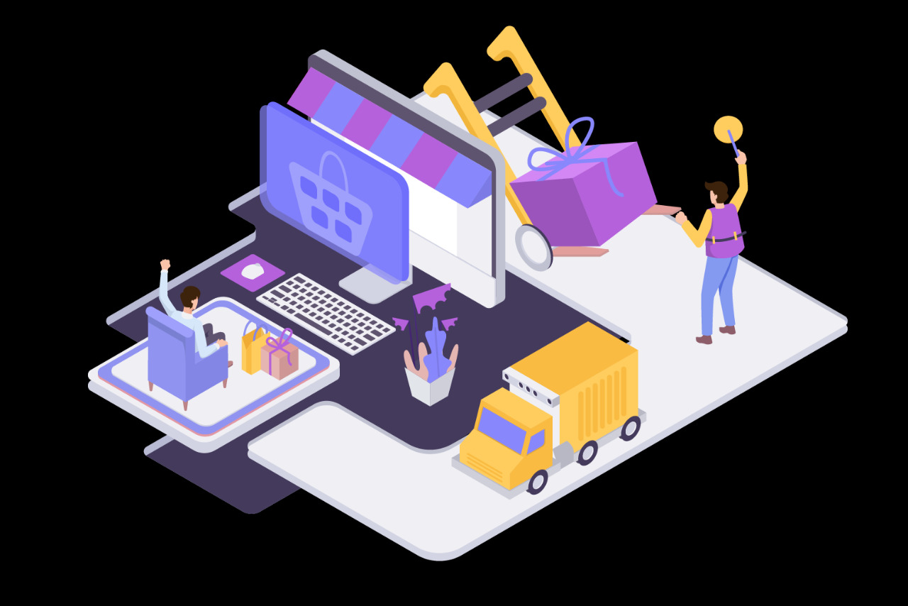 Dropshipping concept: Customer orders online, supplier delivers directly.