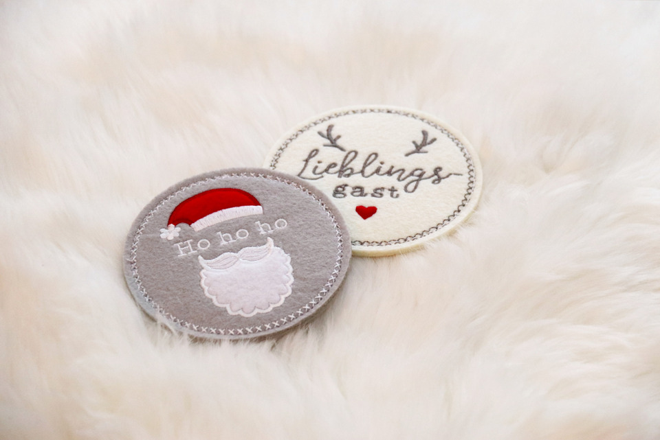 Cup coasters with christmas designs.
