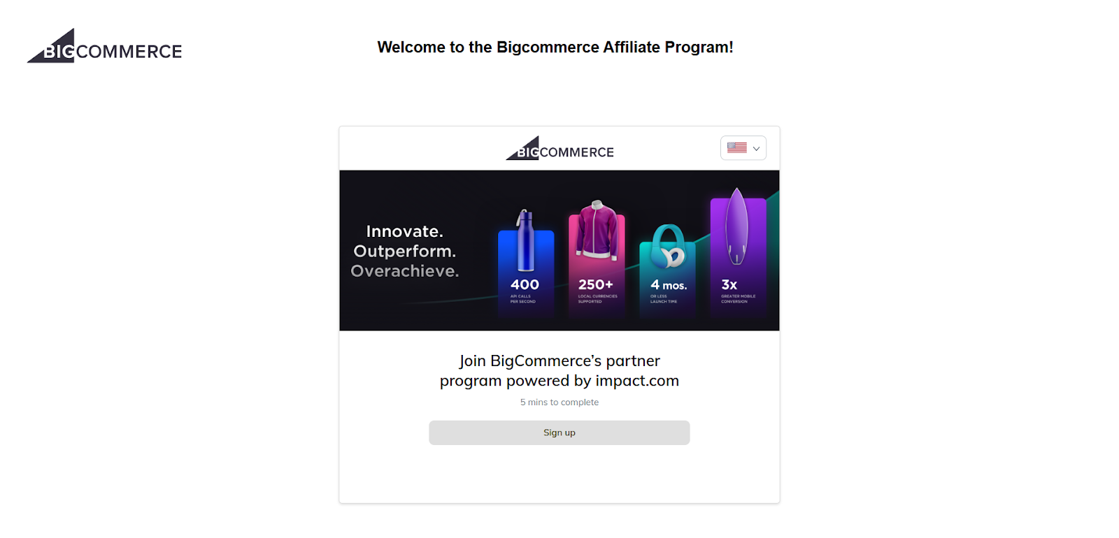 BigCommerce affiliate program: Step 2: Sign up through Impact.com