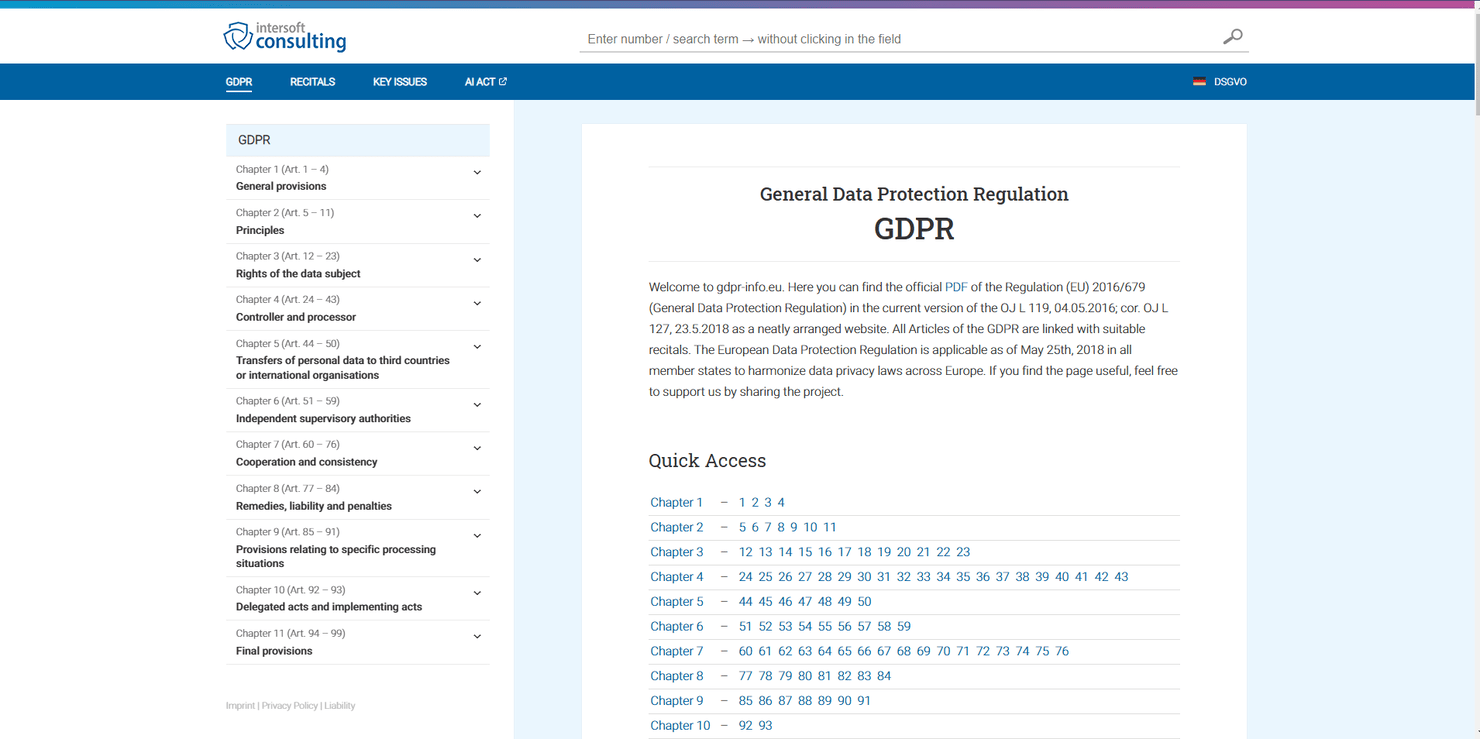 GPDR website page.