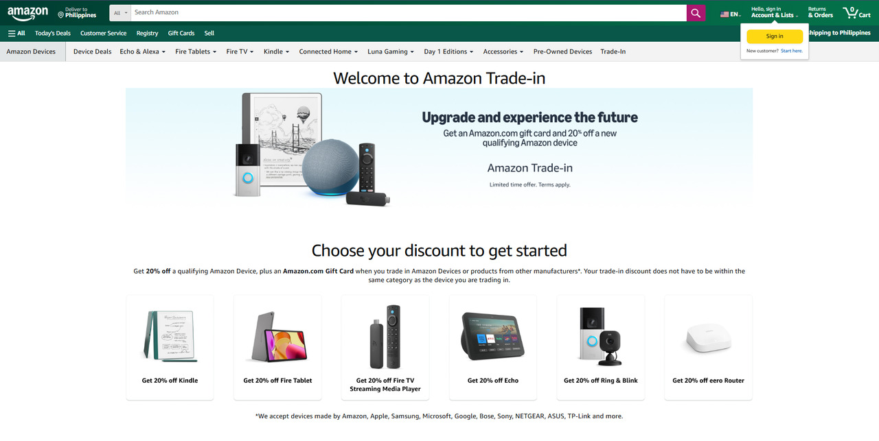 Amazon Trade-In's website.