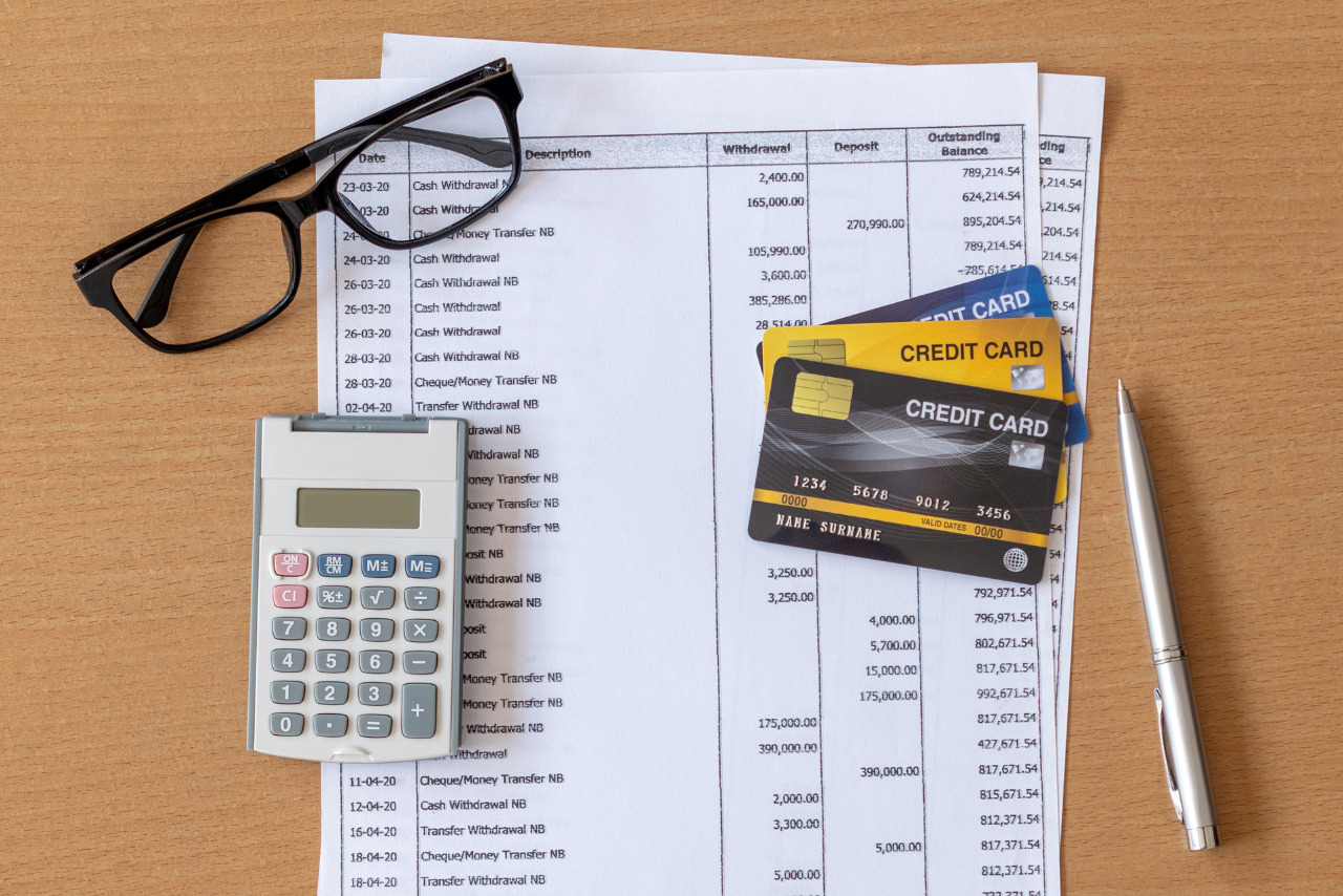 Couple of business credit cards with bank statement.