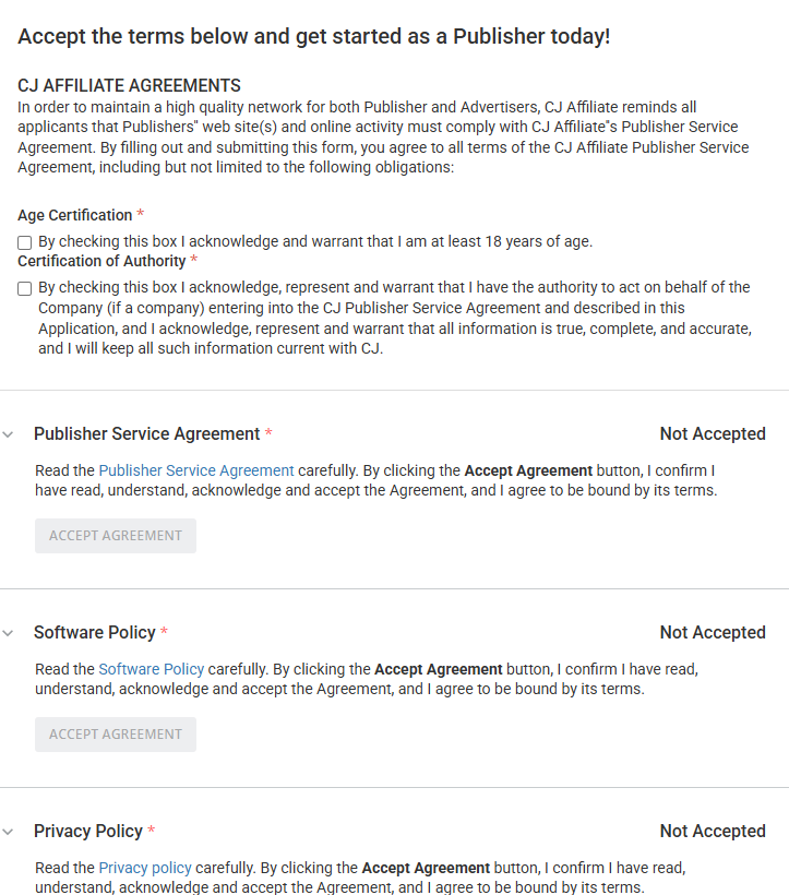 Namecheap affiliate program Agreement Screenshot