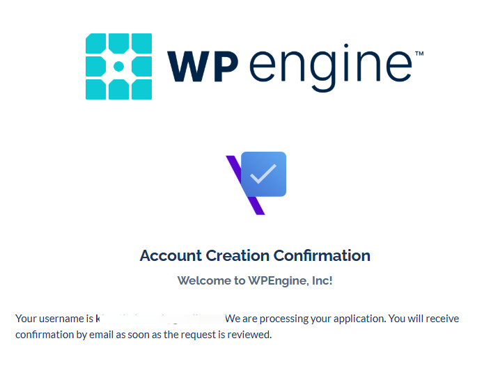 WPEngine affiliate program: Step 3: Application confirmation 