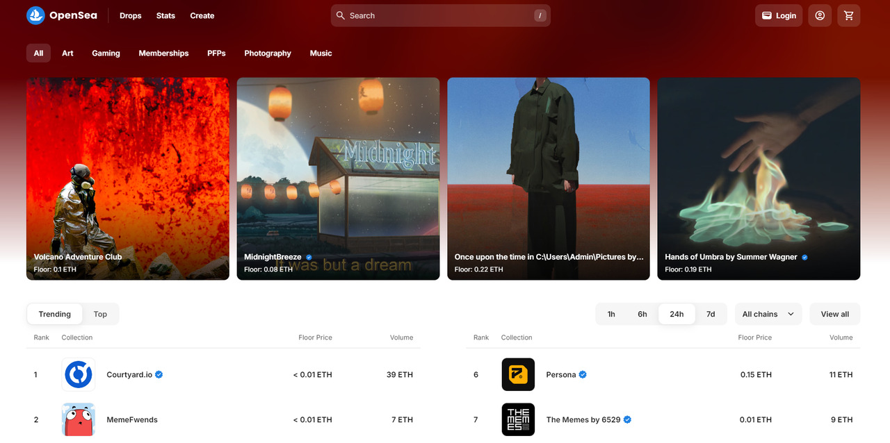 Website image of OpenSea.