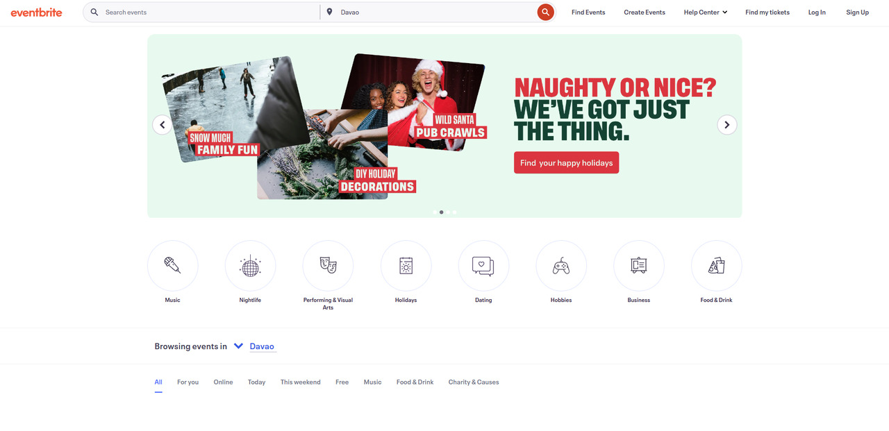 Eventbrite's website.