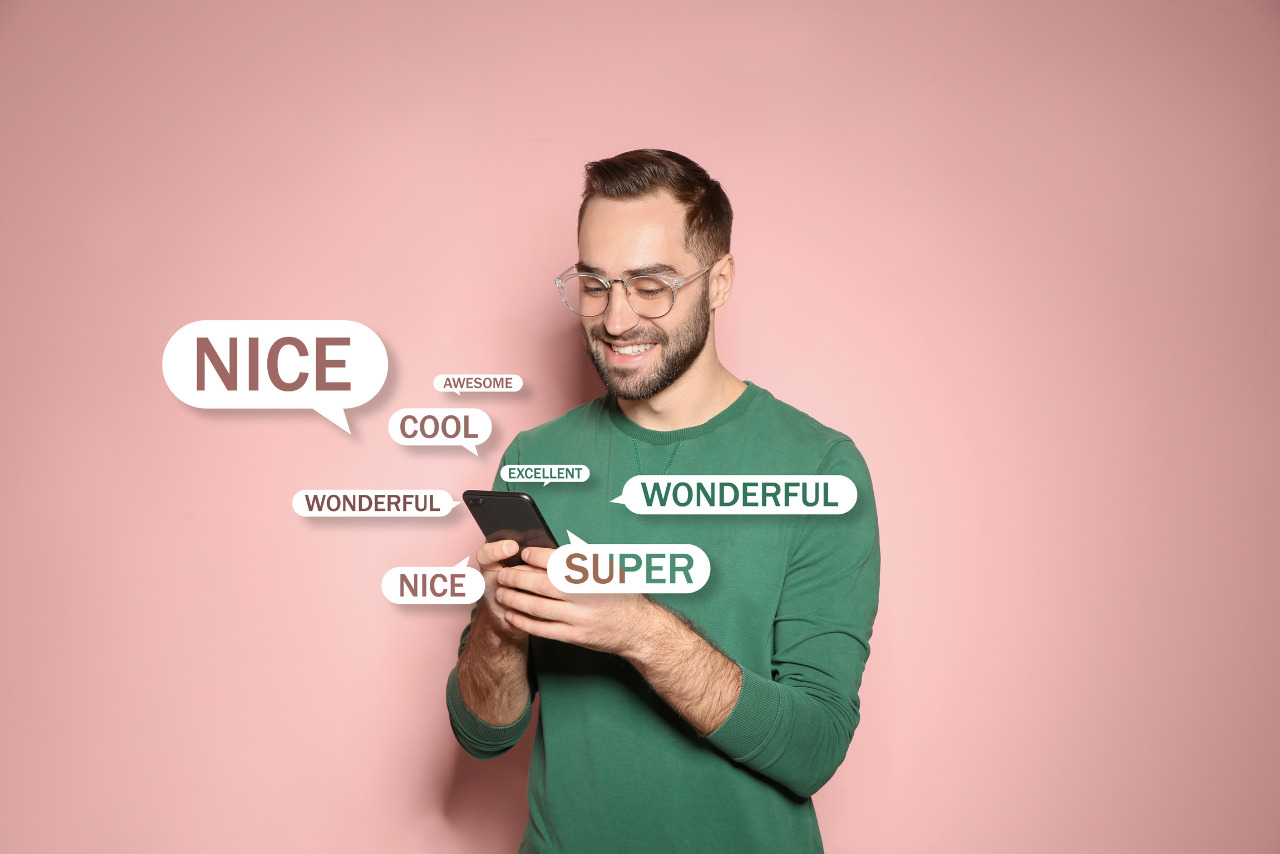 Man Using Smartphone to Give Feedback.