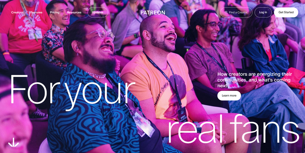 Patreon's website.