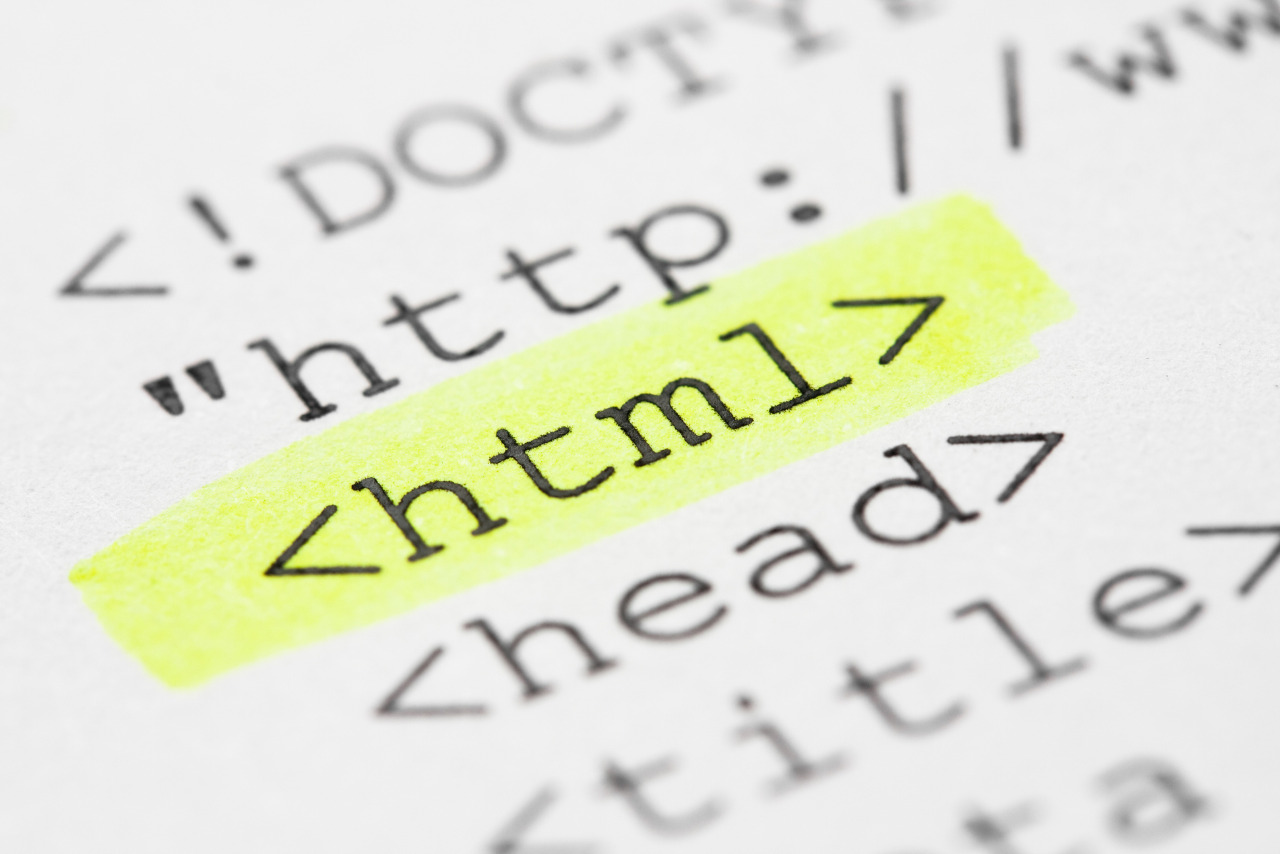 Code document with HTML highlighted.