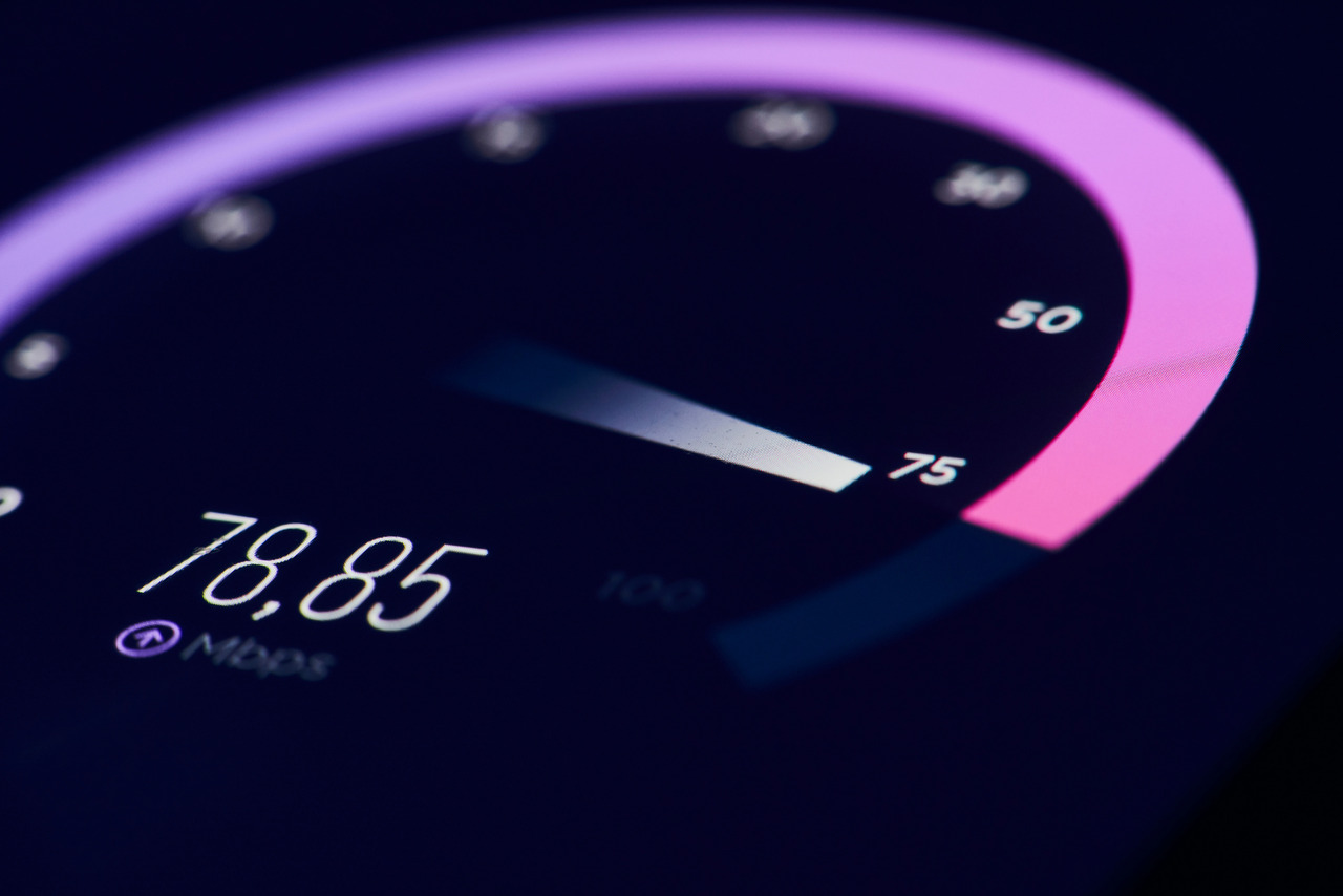 Internet speed test results showing high speed.