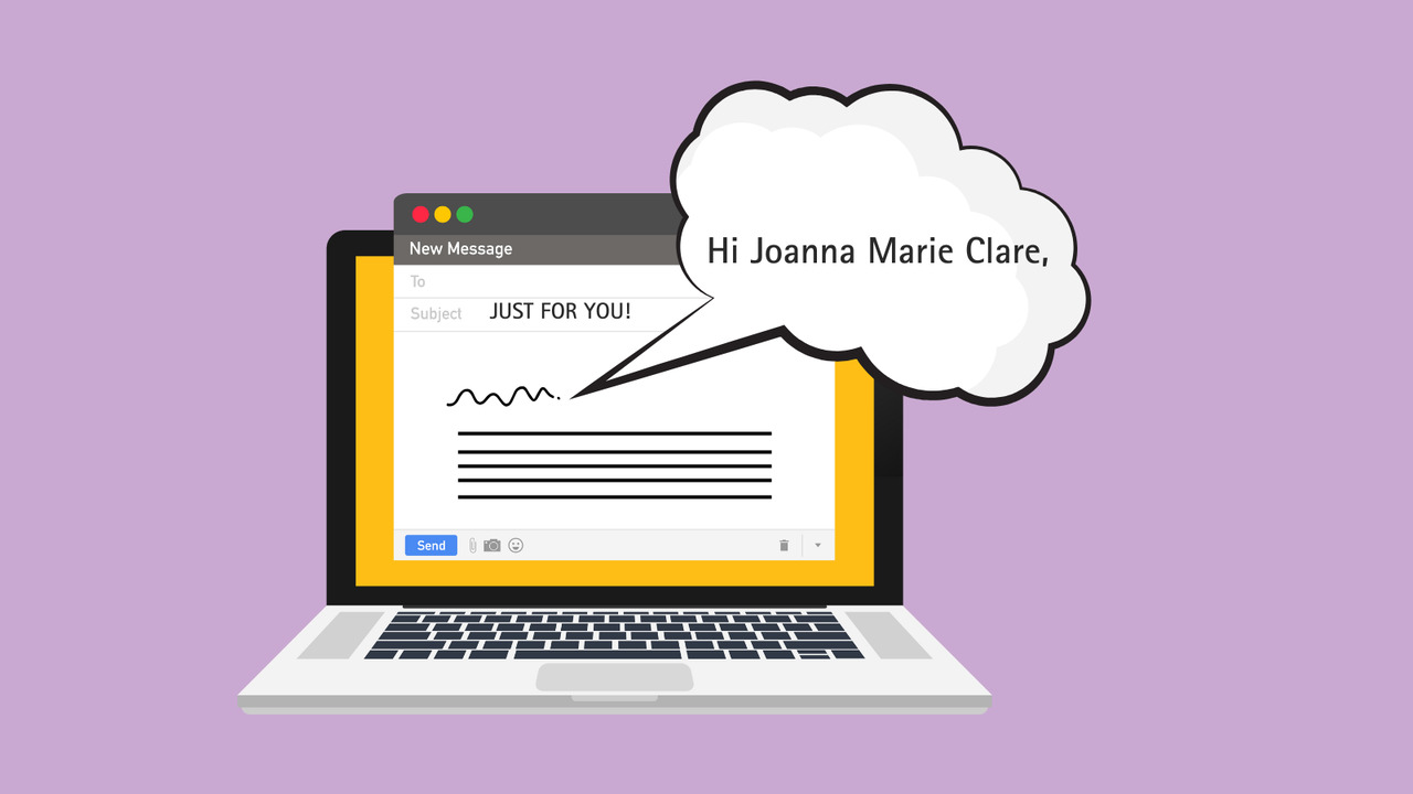 Email using recipient's name in a subject line.