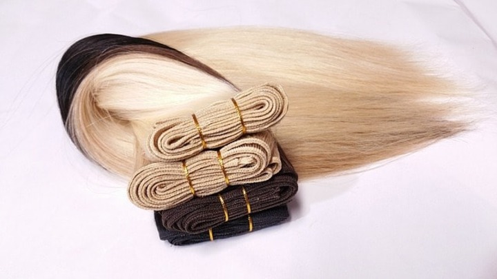 Brown and beige hair extensions.