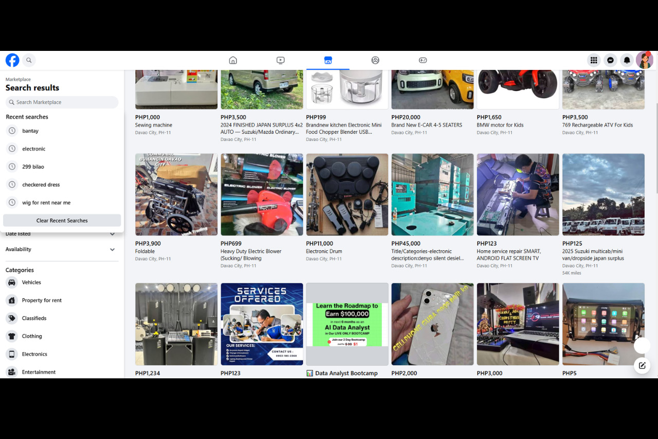 Facebook's Marketplace.