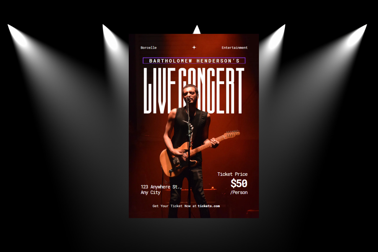 Concert poster of solo artist.