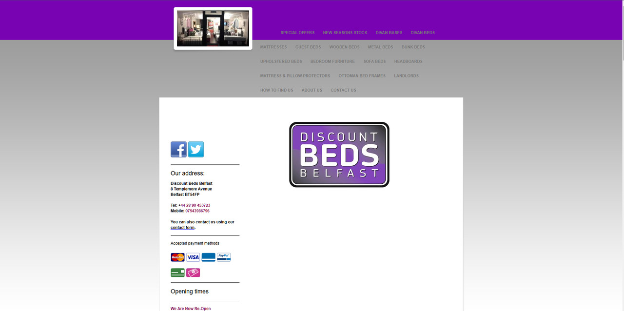 Discount Beds Belfast website.