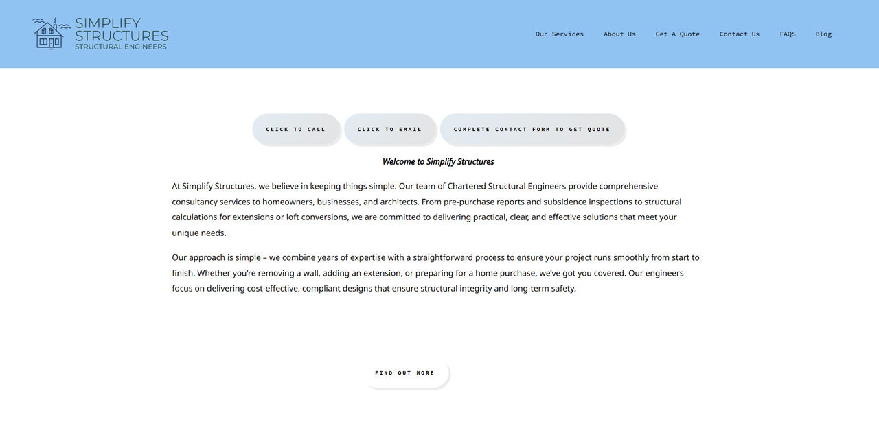Simplify Structural Engineering website.