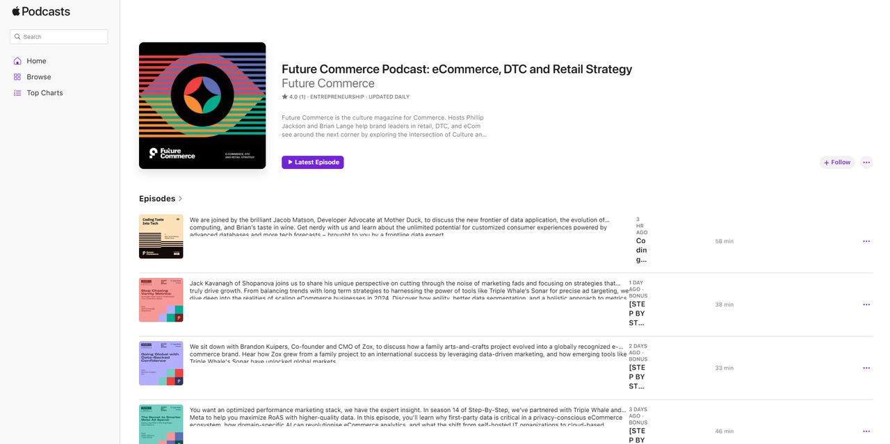 Future Commerce podcast show page on Apple.