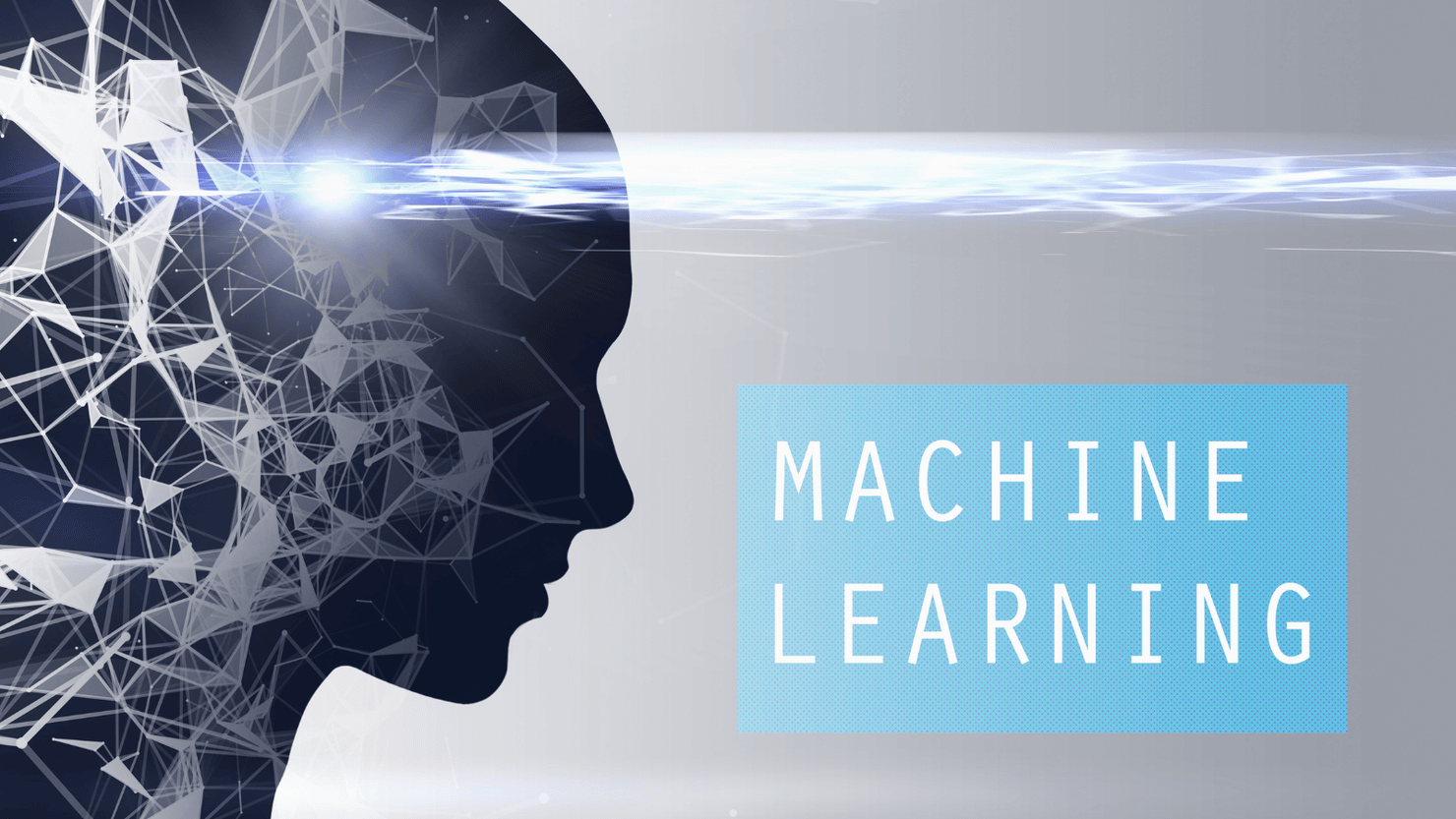 Woman head silhouette, machine learning network illustration.