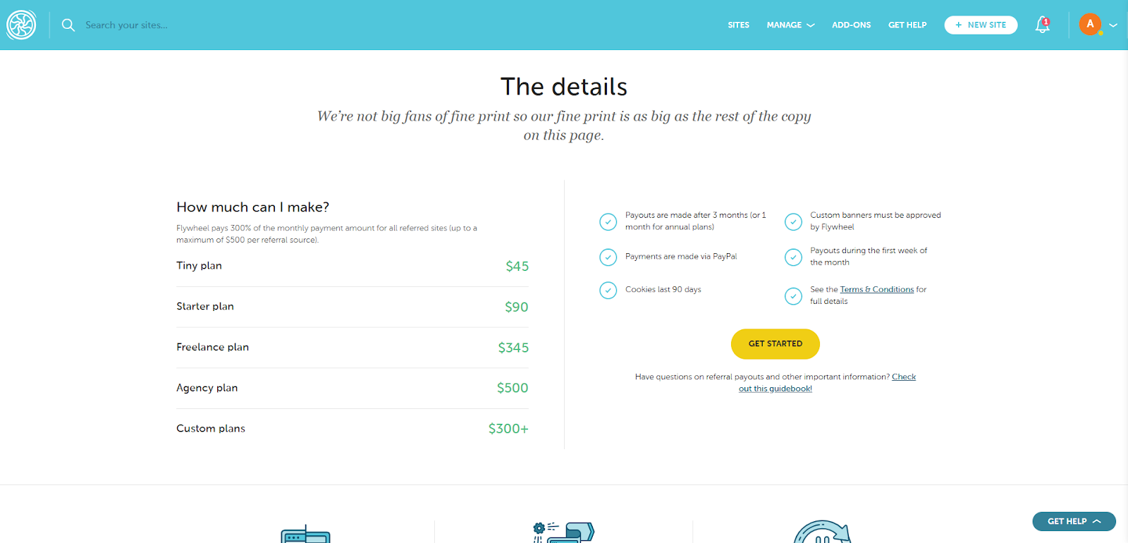 Flywheel affiliate program: Step 4: Read the Program Details 