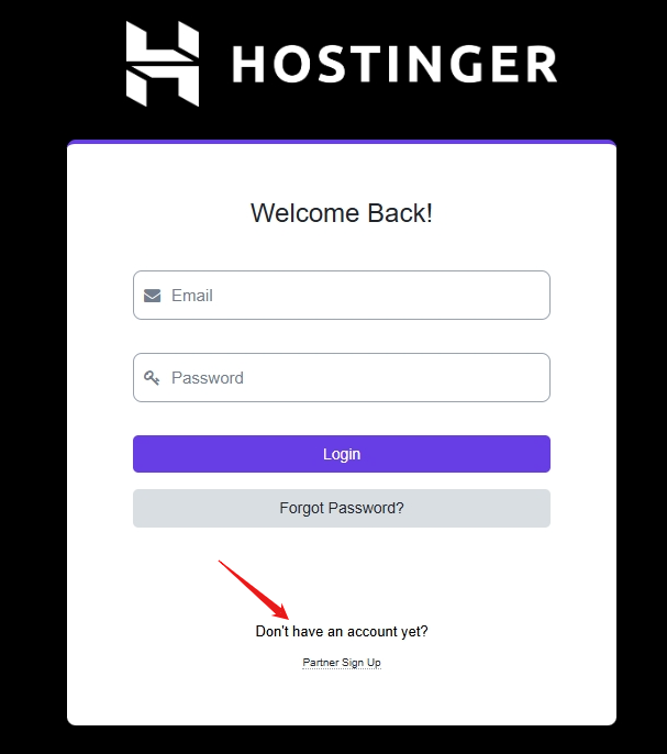 Hostinger affiliate program: Step 2: Sign Up for an Account 