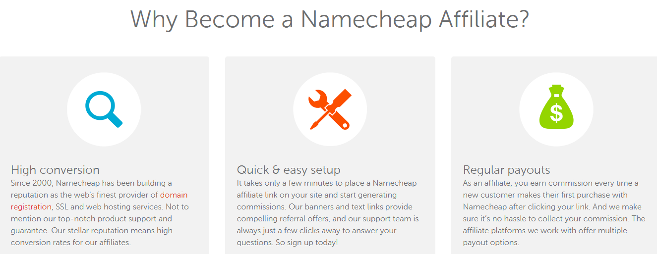 Namecheap Affiliate Program tracking dashboard screenshot