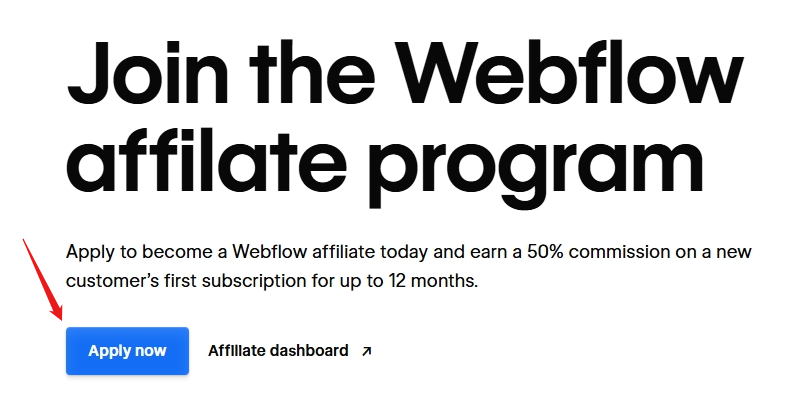 Webflow Affiliate Program Signup Banner