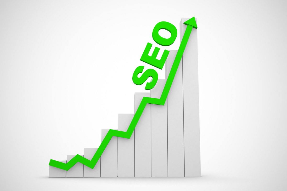 3D SEO with arrow graph going up.