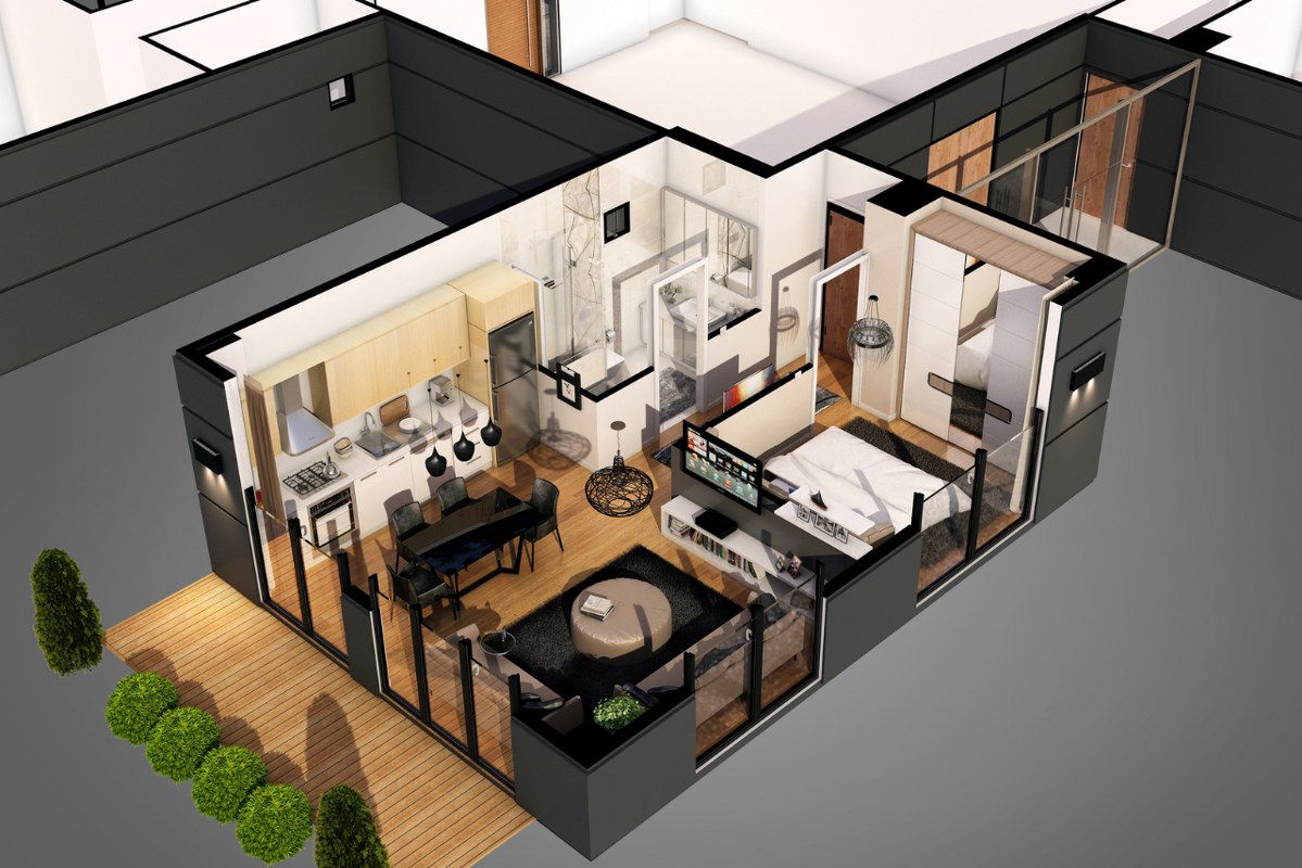 3d render of floor plan about house.