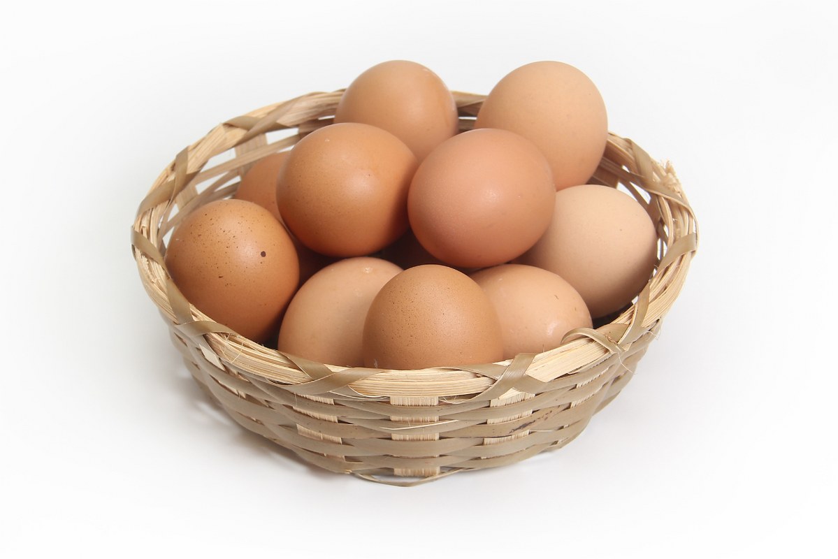 A basket full of eggs.