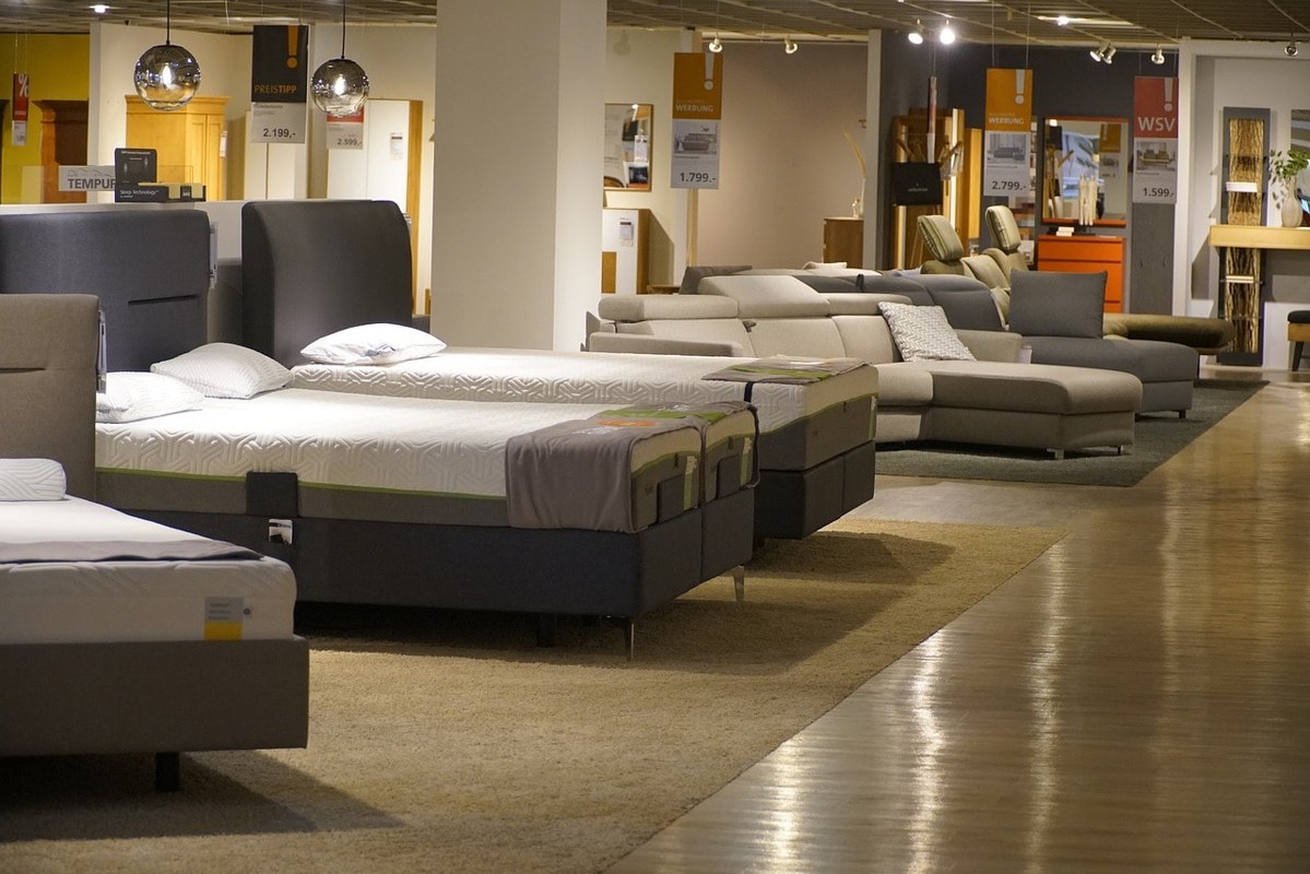 A furniture store that sells beds.