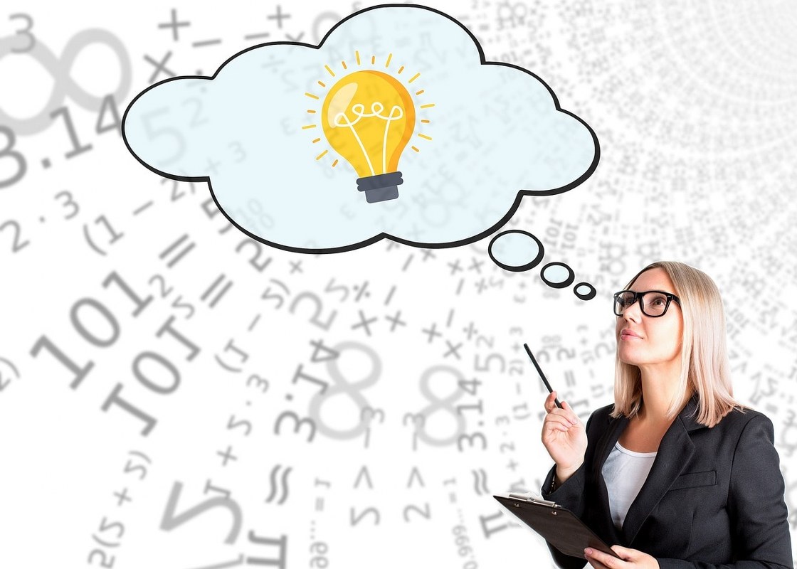 A woman figuring out a solution.