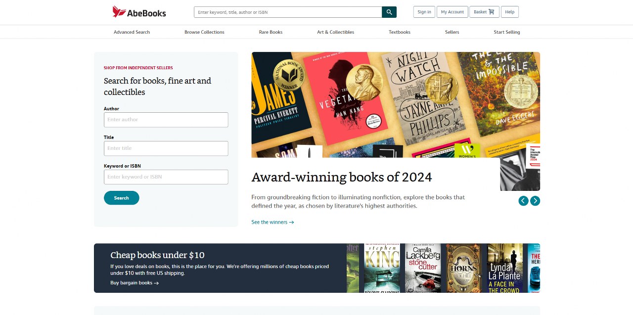 AbeBooks' website.