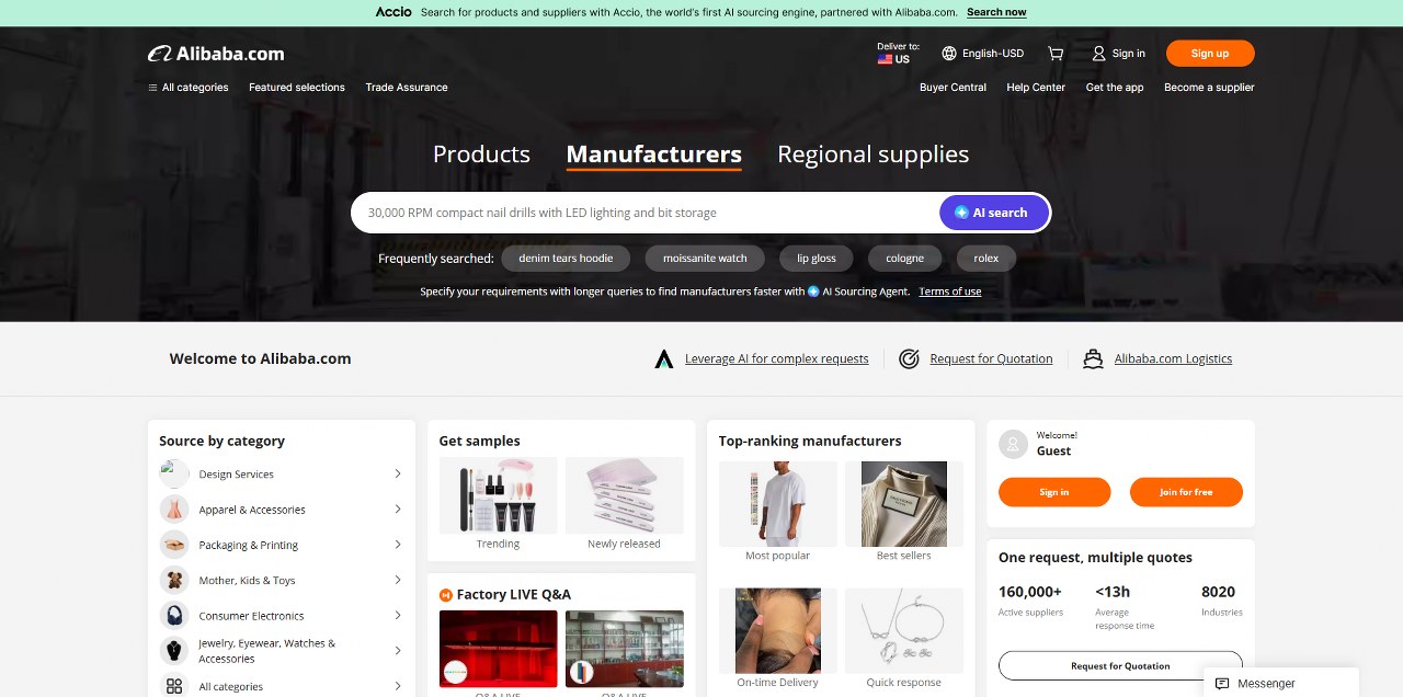 Alibaba's website.