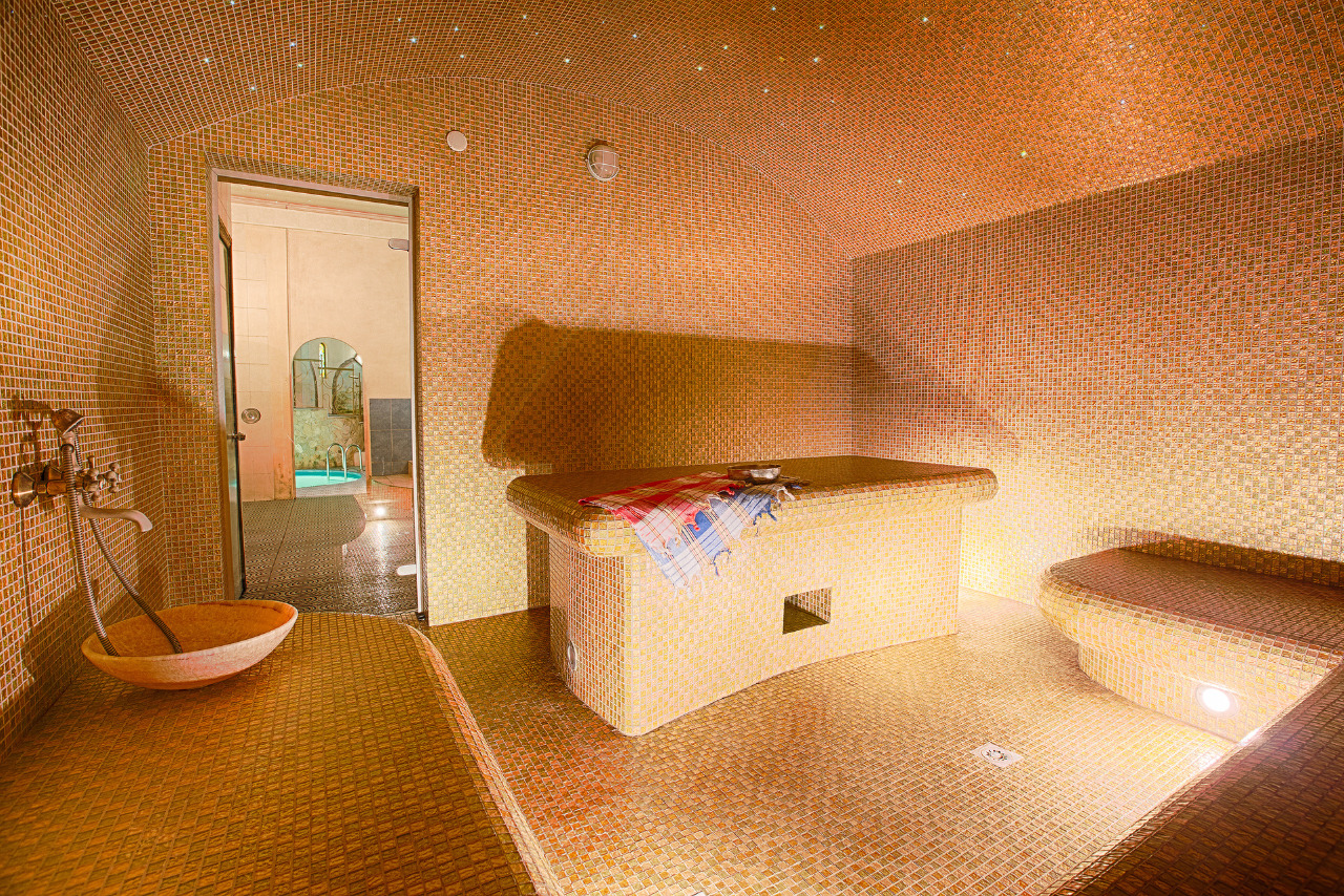 Beautiful interior of turkish sauna in spa center.
