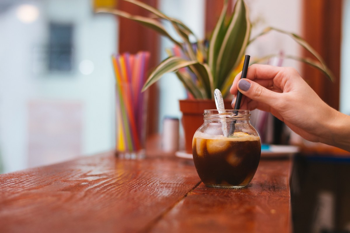 Blending exotic coffee with bubbles.