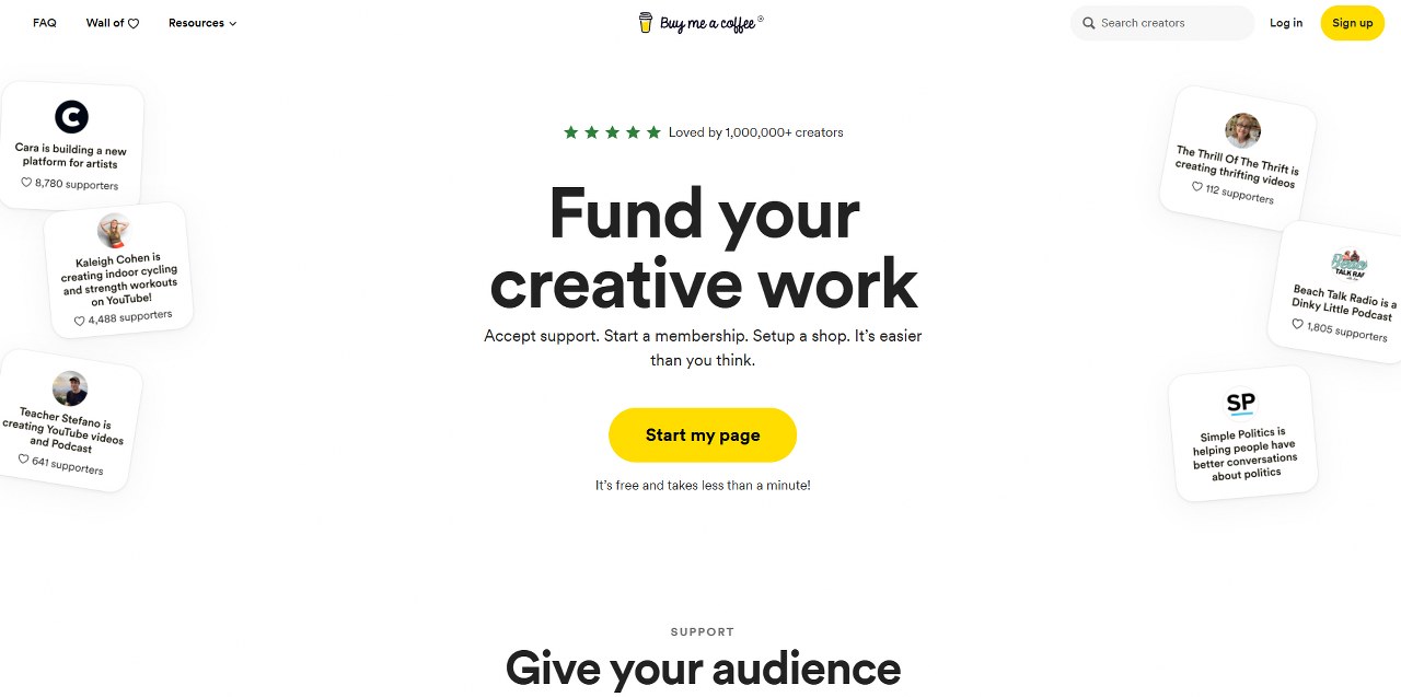 Buy Me a Coffee's website.
