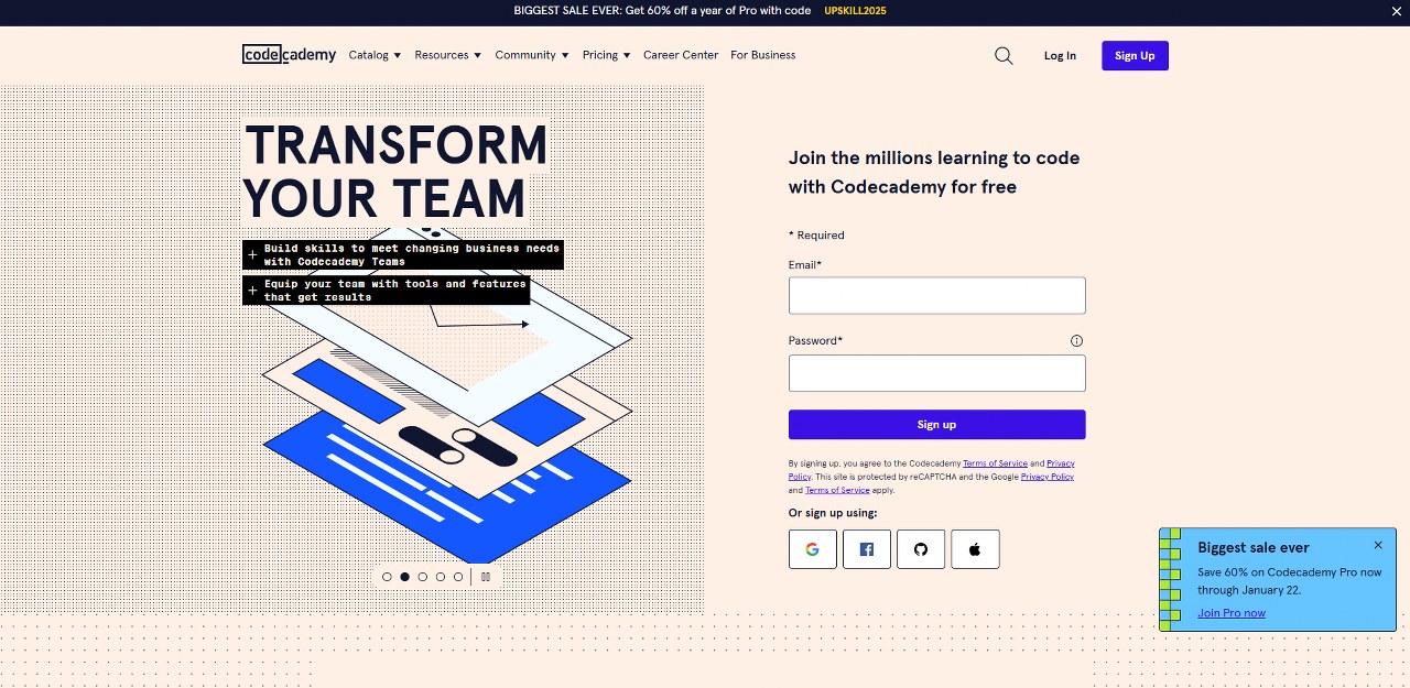 Codecademy's website.