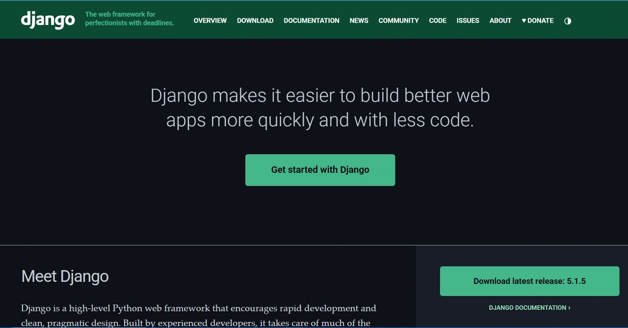 Django website homepage.
