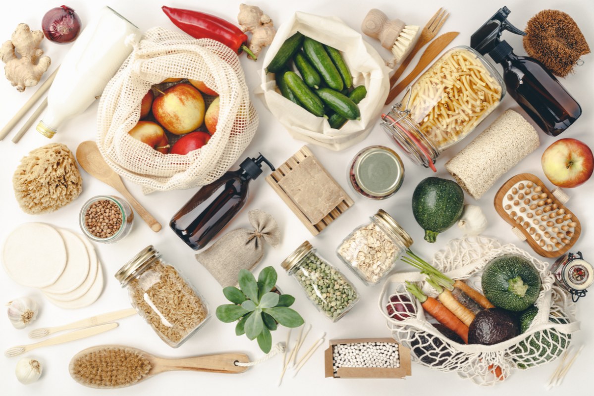 Eco-Friendly Products Flat Lay.