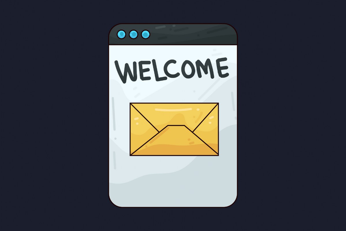 Email window with Welcome written on it.