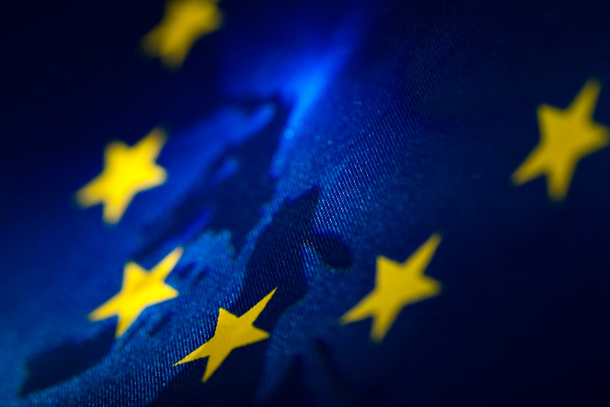 European Union EU Flag close-up.